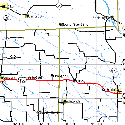 Zip code 63432 close-up map