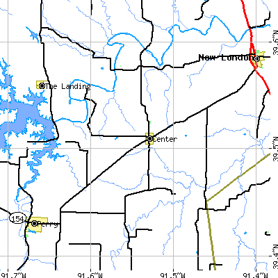 Zip code 63436 close-up map