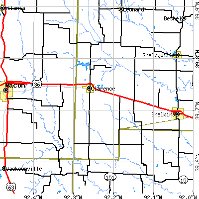 Zip code 63437 close-up map