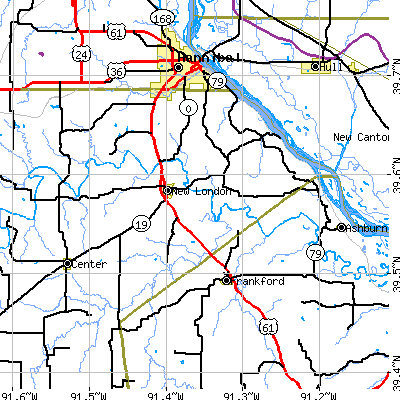 Zip code 63459 close-up map