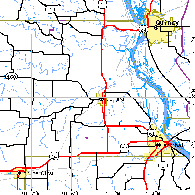Zip code 63461 close-up map
