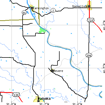 Zip code 63465 close-up map