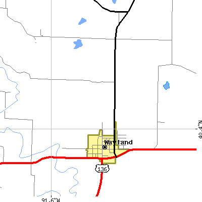 Zip code 63472 close-up map