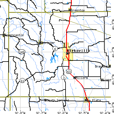Zip code 63501 close-up map
