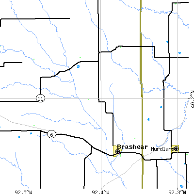 Zip code 63533 close-up map