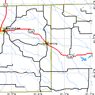 Zip code 63536 close-up map