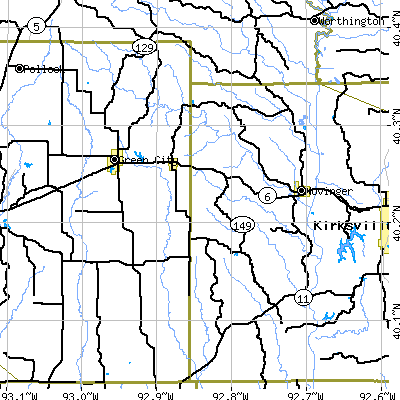 Zip code 63544 close-up map