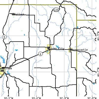 Zip code 63545 close-up map