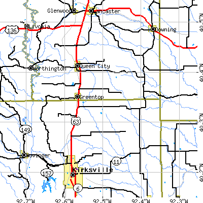 Zip code 63546 close-up map