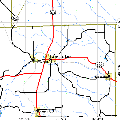 Zip code 63548 close-up map