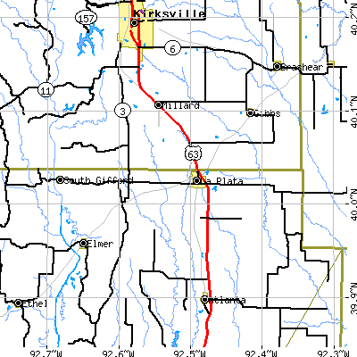 Zip code 63549 close-up map