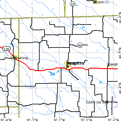 Zip code 63555 close-up map