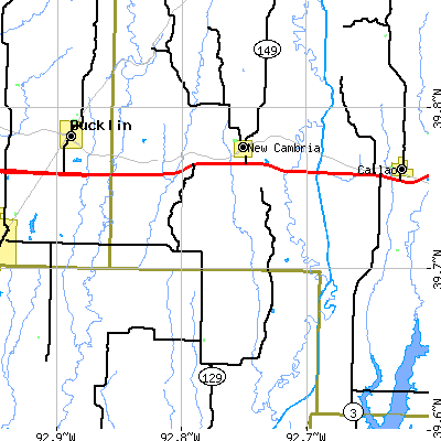 Zip code 63558 close-up map
