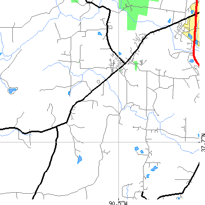 Zip code 63637 close-up map