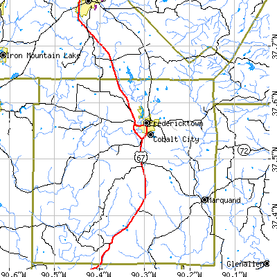 Zip code 63645 close-up map