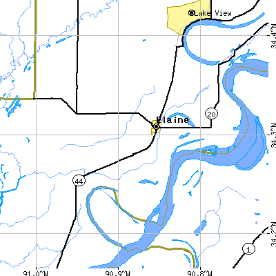 Zip code 72333 close-up map