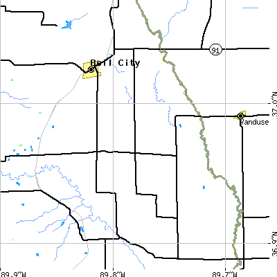 Zip code 63735 close-up map