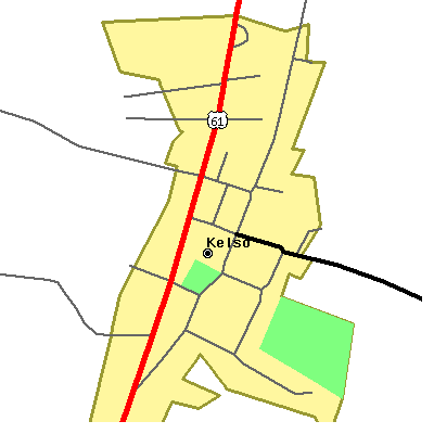 Zip code 63758 close-up map