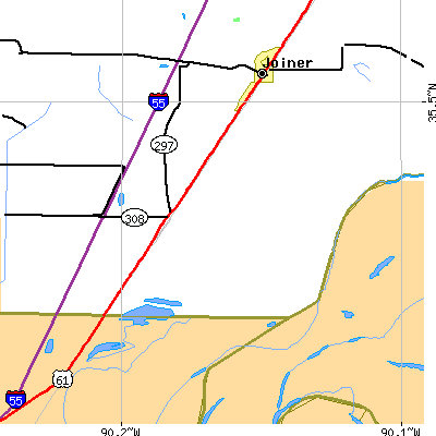 Zip code 72338 close-up map
