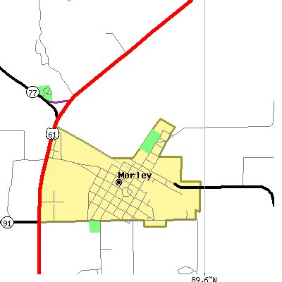 Zip code 63767 close-up map