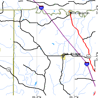 Zip code 63769 close-up map