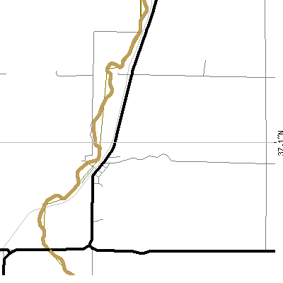 Zip code 63774 close-up map