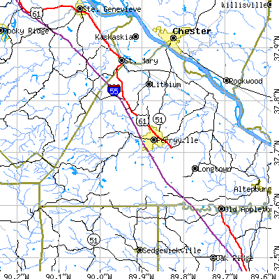 Zip code 63775 close-up map