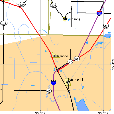 Zip code 72339 close-up map