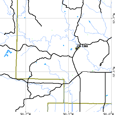 Zip code 63787 close-up map