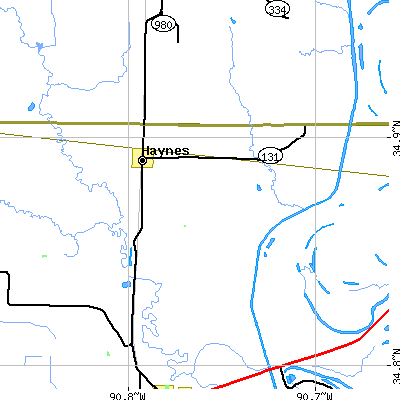 Zip code 72341 close-up map