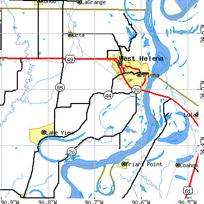Zip code 72342 close-up map