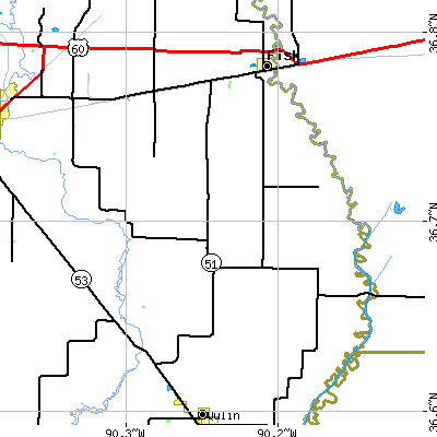 Zip code 63932 close-up map