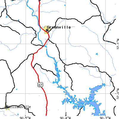 Zip code 63944 close-up map