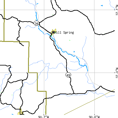 Zip code 63952 close-up map