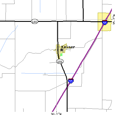 Zip code 72351 close-up map