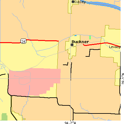 Zip code 64016 close-up map