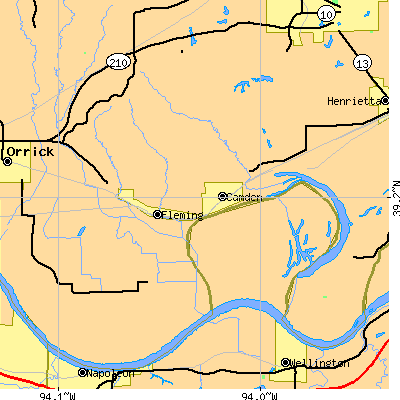 Zip code 64017 close-up map