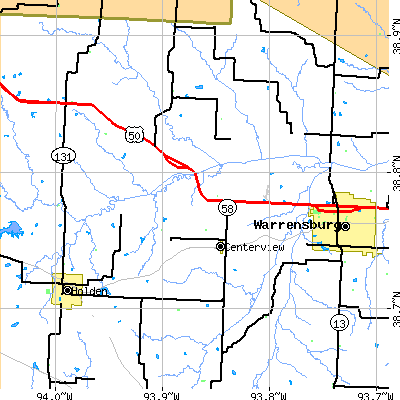 Zip code 64019 close-up map