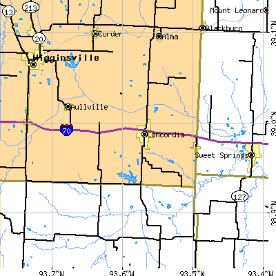 Zip code 64020 close-up map