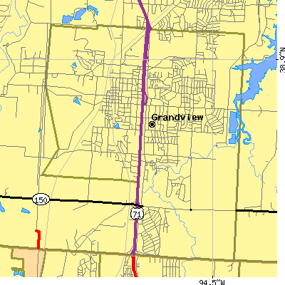 Zip code 64030 close-up map