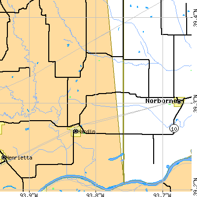 Zip code 64035 close-up map
