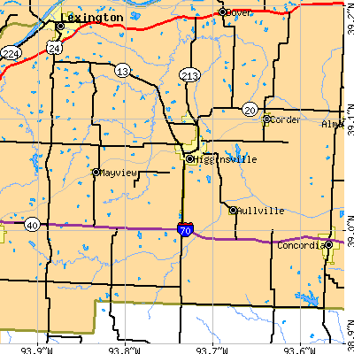 Zip code 64037 close-up map