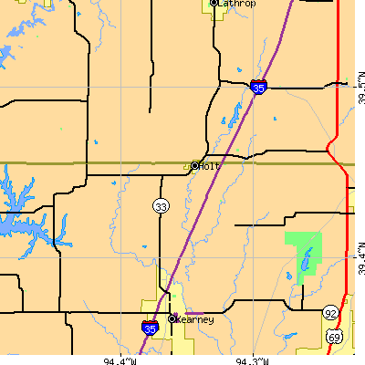 Zip code 64048 close-up map