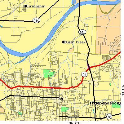 Zip code 64050 close-up map