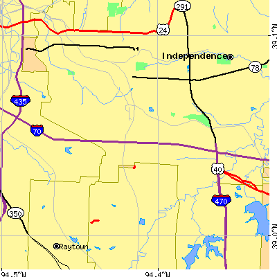 Zip code 64055 close-up map