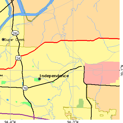 Zip code 64056 close-up map
