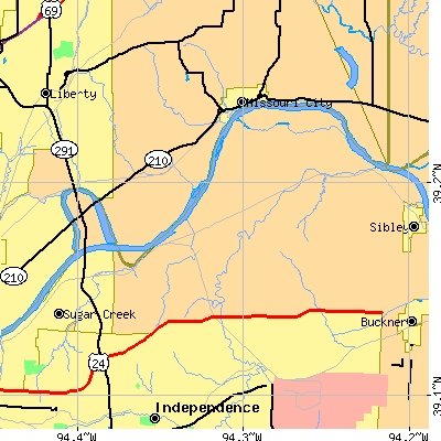 Zip code 64058 close-up map