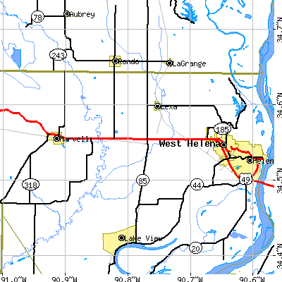 Zip code 72355 close-up map