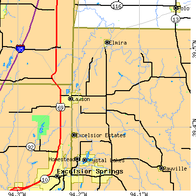 Zip code 64062 close-up map
