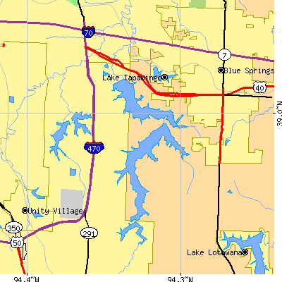 Zip code 64064 close-up map